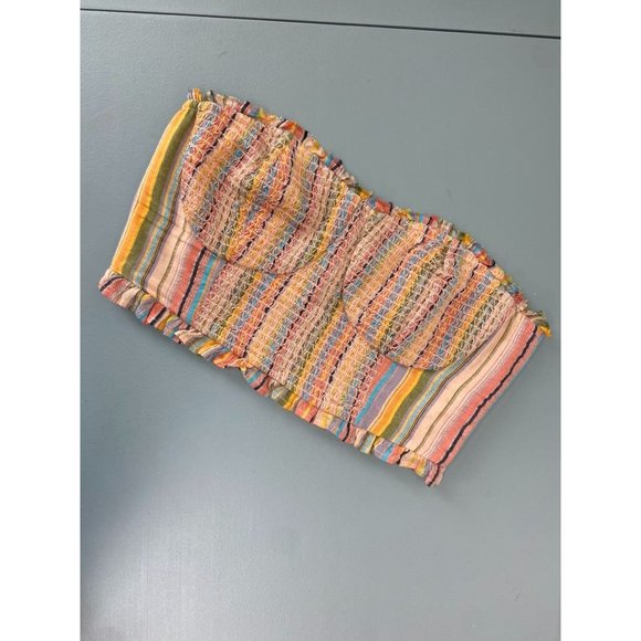 Pilcro Anthropologie women's medium rainbow smocked strapless tube top NWT - Picture 3 of 9